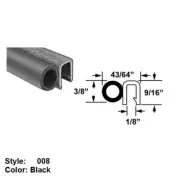 Water/Weather Resistant Hollow Foam Rubber Push-On Seal w/ Bulb on Side Style 8