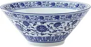 Ceramic Salad Bowl Cereal Bowl Pasta Bowl Fine Bone China Blue and White Chinese Soup Bowls Side Dishes for Fruits Kitchen Prep 8inch (Color : Assorted Color1)
