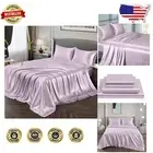 Silky Soft Satin King Size Bed Sheets Set - Includes Fitted Sheet & Pillowcases