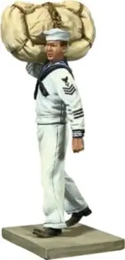 U.S.N. Sailor in Whites with Seabag and Hammock, 1920-41 #13090 W. Britain's NEW