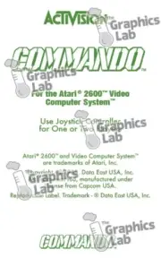 Replacement Game Cartridge Label - Activision - Commando for Atari 2600