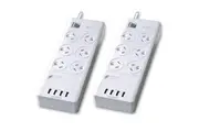 2pc Sansai Power Board 6 Way Outlets Socket 4 USB Charger Ports Surge Protector
