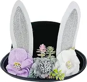 [Generic] Easter Bunny Hat | Cute Bunny Bowler Beanie Hat With Flowers - Soft Party Headdress, Stylish Carnival Headwear, Halloween Costumes For Photography Props