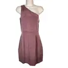 NEW J Crew Silk Dress One Shoulder Short Mini Sheath Shift Mauve Purple Pink 2