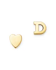 Zoe Lev 14K Yellow Gold Heart & Initial Stud Earrings