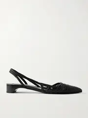 [Gabriela Hearst] Gabriela Hearst - Perro Woven Leather Slingback Pumps - Black - IT36 IT 36 Black