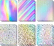 Qezodsx 120 Sheets Holographic Card 8.5 x 11 250gsm 92lb Metallic Card Glitter Shiny Iridescent Mirror Paper