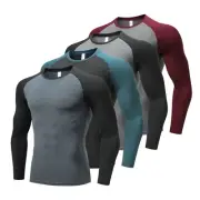 Men's Sports Compression Shirts Long Sleeve Athletic Workout Tops Thermal Tight