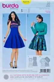 BURDA 6594 SIZES 6 8 10 12 14 16 DRESSES *UNCUT/FF