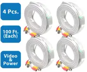 4 x 100 Feet Video Power Siamese CCTV Cable for Security Cameras System