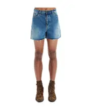 Saint Laurent Studded Denim Shorts 29 Blue