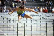Olympic Trials San Jose Stars Bruce Jenner in action during the 11- Old Photo