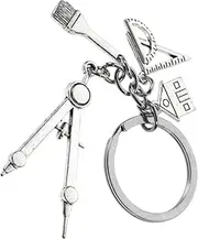 [VALICLUD] Architectural Engineer Keyring Pendant Charm Unique Backpack Keychain with Compass Ruler Brush present for Birthdays Christmas Special Occasions Durable Bag Charm