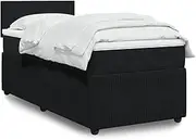 vidaXL Black Velvet King Single Box Spring Bed/LED Lights
