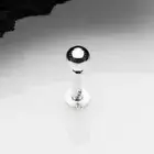 14 Karat White Gold Ball Top Threadless Push-In Flat Back Stud Labret