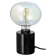 MARKFROST / MOLNART table lamp with light bulb, marble black/ellipse shaped multicolour