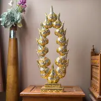 在飛比找樂天市場購物網優惠-泰國進口實木工藝品金色招財發財樹風水擺件客廳玄關樣板間裝飾品