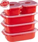Microsafe Oblong Set - 5 Pieces - Red - Microwave-Safe Food Storage Containers