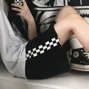 Checkerboard Pattern Sweatshorts Black - M