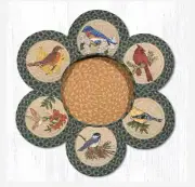 6 Braided Jute 10" Round Trivets with 1 Coordinating Basket. SONG BIRDS