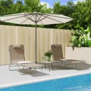 Folding Sun Loungers Set of 2 Outdoor Brown Textilene Steel Frame