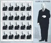 Alfred Hitchcock: Legends of Hollywood, Full Sheet of 20 x 32-Cent Postage Stamps, USA 1998, Scott 3226 by USPS