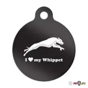 I Love My Whippet Engraved Keychain Round Tag w/tab v2 english Many Colors
