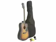 Fever Dreadnought Cutaway Acoustic Guitar Sunburst with Bag, Tuner and Strings