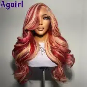 200% Pomegranate Red 613 Blonde Highlight 13x6 Lace Frontal Human Hair Wigs