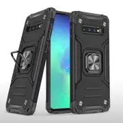 MCC Shockproof Samsung Galaxy S10+ Plus Heavy Duty Tough Case Cover Ring [Black]