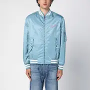[Valentino] Light blue nylon bomber jacket with Signature VLogo print 50 IT Light blue