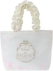 Maison de FLEUR(メゾン ド フルール) 08000426500 Women's Tote Bag, Marie Petal Pearl Ruffle Handle, Off-White, white (off-white), F
