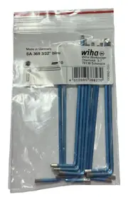 Wiha 3/32" Ball End Hex Extra Long L-Key Blue 10 Pack