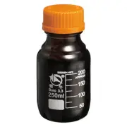 250mL Amber Reagent Media Graduated Borosilicate Glass Storage Bottle Yellow Cap