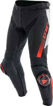 Dainese Super Speed, leather pants perforated , color: Black/White/Neon-Red , size: 54