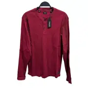 Buffalo David Bitton Men’s S Nirvana Heather Red Long Sleeve Henley Shirt NWT
