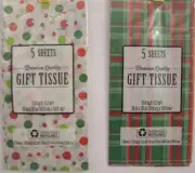 6 NEW Packages CHRISTMAS TISSUE PAPER 5 Plaid & 1 Polk-A-Dot 30 SHEETS