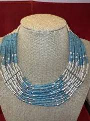 Kenneth Cole New York Necklace Turquoise & Green Beaded Layered STATEMENT