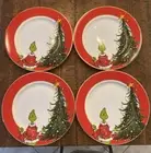 Dr Seuss Grinch 2023 Dinner Plates / Salad Plates Christmas Gold Rim Set Of 4