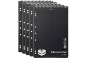 Spirax P905 Lecture Pad Book Spiral Bound Top Open 140 Page A4 Black 5 Pack