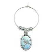 Tufted Titmouse Watercolor Northeastern Bird Wine Glass Oval Charm Drink Marker