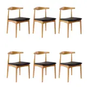 Henrik 6pc Set Dining Chair Replica Hans Wegner Elbow Solid Ash Timber Natural
