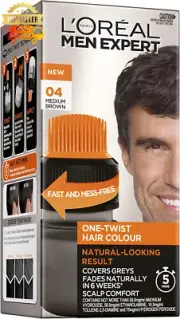 L'Oreal Men Expert One-Twist Hair Dye 04 Medium Brown Permanent Color