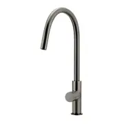 MEIR Piccola Round Pull Out Kitchen Mixer Tap - Dual Flow - Pinless Handle - PVD Shadow