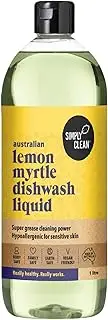 SimplyClean Lemon Myrtle Dishwash Liquid - Natural Dish Soap with Pure Australian Lemon Myrtle Essential Oil - Concentrated Grease Cutting Formula - Gentle on Skin - 1 litre