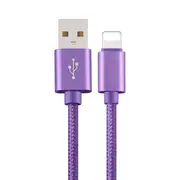 Nylon Fast Charging Charger Micro USB Cable Cord 1M 2M For iOS iPhone - Purple