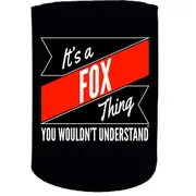 Alcohol Stubby Holder - Fox Surname Thing - Funny Novelty Birthday Gift Joke Beer Can Bottle
