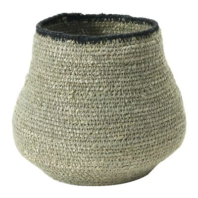 Hand-Woven Seagrass Basket Grey and Black Storage Container AH1801 Model