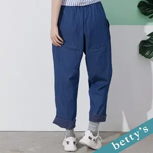 betty’s貝蒂思 鬆緊牛仔刺繡長褲(深藍)