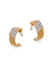 Bloomingdale's Fine Collection Diamond & Beaded Small Half Hoop Earrings in 14K Yellow Gold, 0.20 tcw